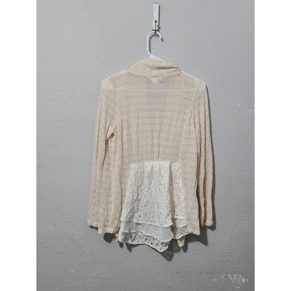 Clu + Willoughby Drapey Front Open Cardigan Size S Ivory - Picture 2 of 5